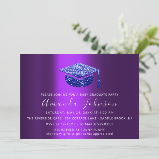 Afstuderen Paars blauw Afstuderen Pet Kaart (Staand voorkant)