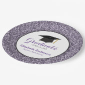 Afstuderen Paars Glitter Mortarboard Papieren Bordje (Gekanteld)
