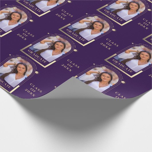 Afstuderen Paars Gold Sun Moon Stars Afstudeerder  Cadeaupapier (Hoek)