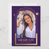 Afstuderen Paars Gold Sun Moon Stars Afstudeerder  Kaart (Voorkant)