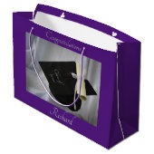 Afstuderen Paars Pet & diplomaat Gepersonaliseerd Groot Cadeauzakje (Achterkant Gekanteld)