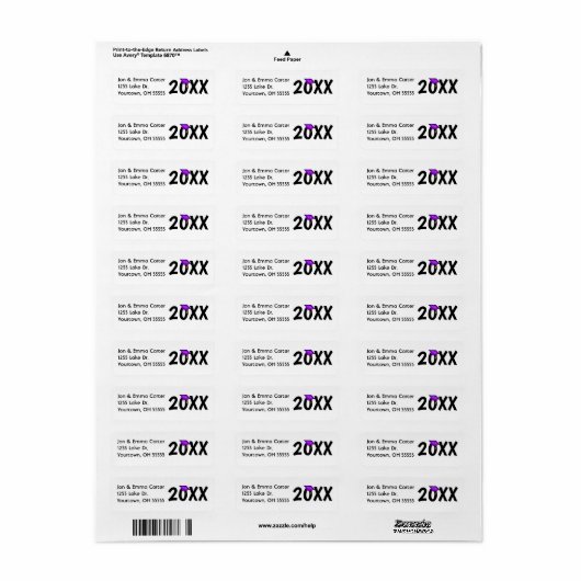 Afstuderen paars pet en goudassel etiket (Full Sheet)