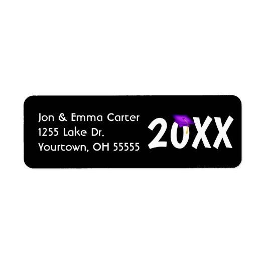 Afstuderen paars pet en goudassel etiket (Voorkant)