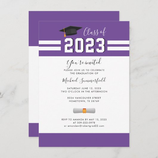 Afstuderen Paarse afstudeerfeest 2025 Kaart (Voorkant / Achterkant)