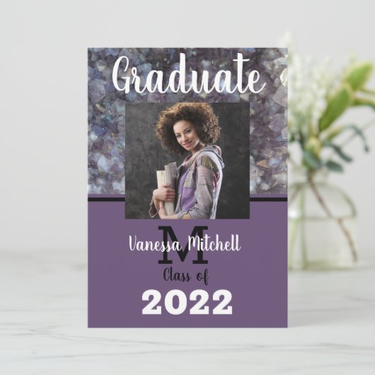 Afstuderen Paarse Amethyst Kaart (Staand voorkant)