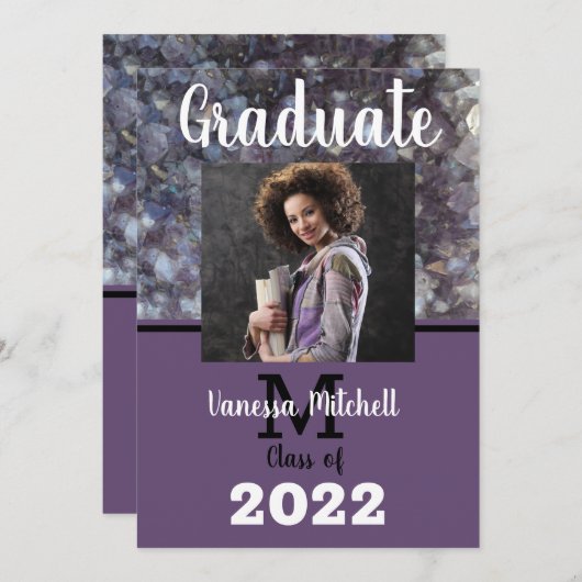 Afstuderen Paarse Amethyst Kaart (Voorkant / Achterkant)