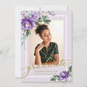 Afstuderen Paarse Bloemen Afstudeerder Aankondigin Aankondiging (Voorkant)