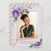 Afstuderen Paarse Bloemen Afstudeerder Aankondigin Aankondiging (Voorkant / Achterkant)