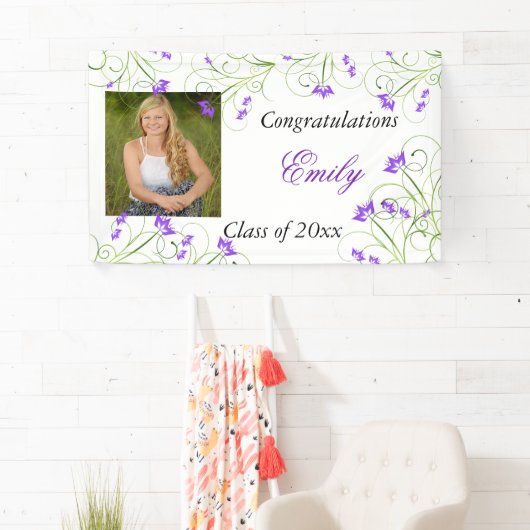 Afstuderen, Paarse Bloemen, Custom Spandoek (Insitu)