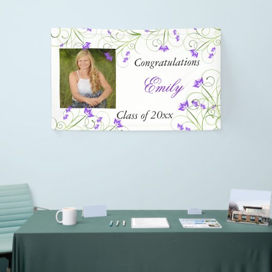 Afstuderen, Paarse Bloemen, Custom Spandoek (Beurs)