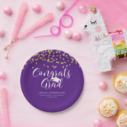 Afstuderen Paarse CONGRATS AFSTUDEERDER Script Con Papieren Bordje (Feest)