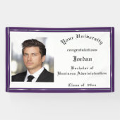 Afstuderen, Paarse, Faux Silver Foil, Aangepast Spandoek (Horizontaal)