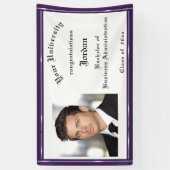 Afstuderen, Paarse, Faux Silver Foil, Aangepast Spandoek (Verticaal)