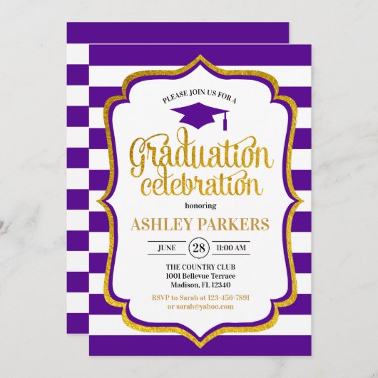 Afstuderen - Paarse Goud Wit Kaart (Voorkant / Achterkant)