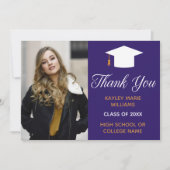 Afstuderen Paarse Gouden Foto Custom 2025 Afstuder Bedankkaart (Voorkant)