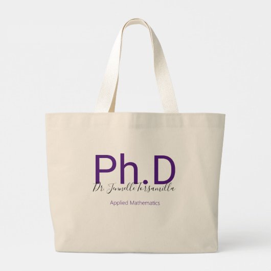 Afstuderen Paarse gradennaam Ph.D Grote Tote Bag (Achterkant)