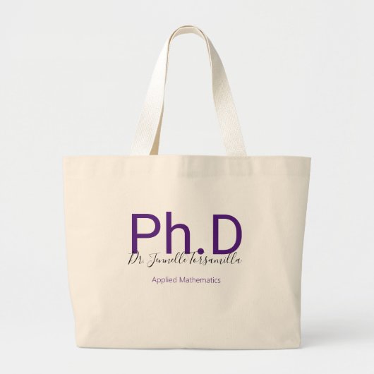 Afstuderen Paarse gradennaam Ph.D Grote Tote Bag (Voorkant)