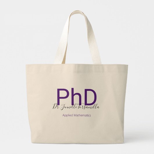 Afstuderen Paarse gradennaam PhD Grote Tote Bag (Achterkant)
