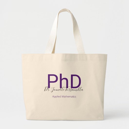 Afstuderen Paarse gradennaam PhD Grote Tote Bag (Voorkant)
