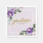 Afstuderen Paarse Lavendel Floral Graduation Party Servet (Voorkant)