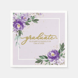 Afstuderen Paarse Lavendel Floral Graduation Party Servet