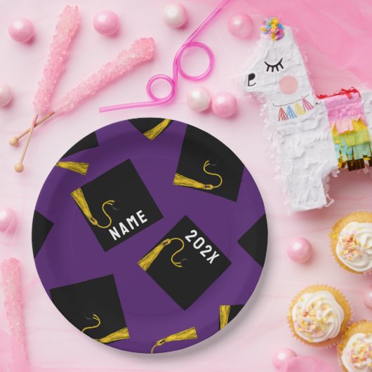 Afstuderen Paarse partij papier Borden Papieren Bordje (Feest)