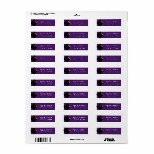 Afstuderen Paarse Return Address Labels (Full Sheet)