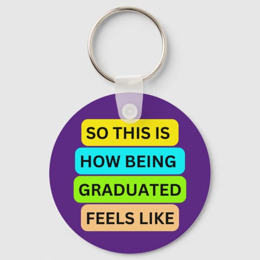 Afstuderen paarse ronde sleutelhanger SO_THIS_IS_H (Voorkant)