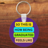 Afstuderen paarse ronde sleutelhanger SO_THIS_IS_H (Voorkant)