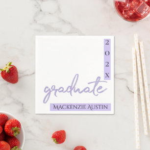 Afstuderen Paarse script   Chique Lavendel Keepsak Servet