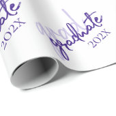 Afstuderen Paarse script | Royal Grape Brush Year Cadeaupapier (Rol Hoek)