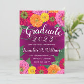 Afstuderen Paarse Zinnia Floral Waterverf 2023 Aankondiging (Staand voorkant)
