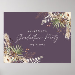 Afstuderen pampas botanische elegant paars poster