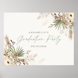 Afstuderen pampas botanische moderne elegant poster