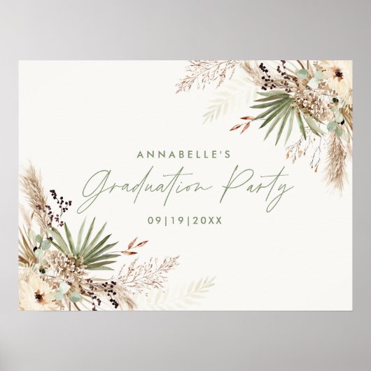 Afstuderen pampas botanische moderne elegant poster (Voorkant)