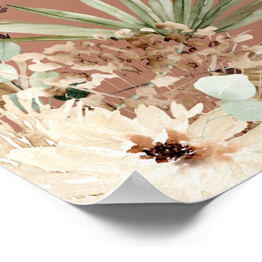 Afstuderen pampas botanische terracotta chic poster (Hoek)