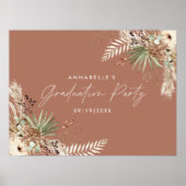 Afstuderen pampas botanische terracotta chic poster (Voorkant)