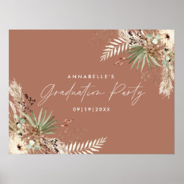 Afstuderen pampas botanische terracotta chic poster