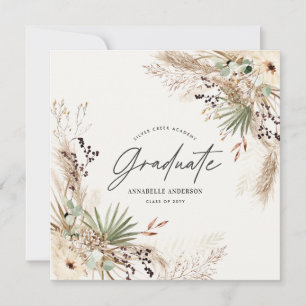 Afstuderen pampas eucalyptus elegant script kaart