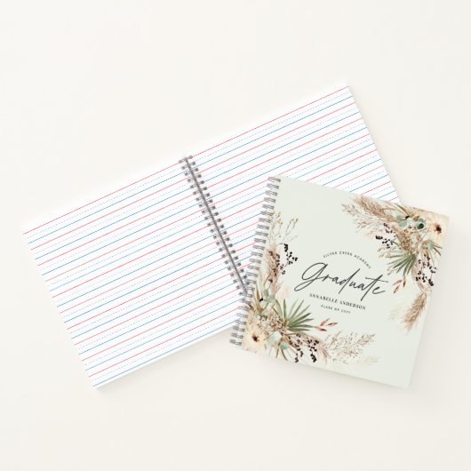 Afstuderen pampas eucalyptus elegant script notitieboek (Binnen)