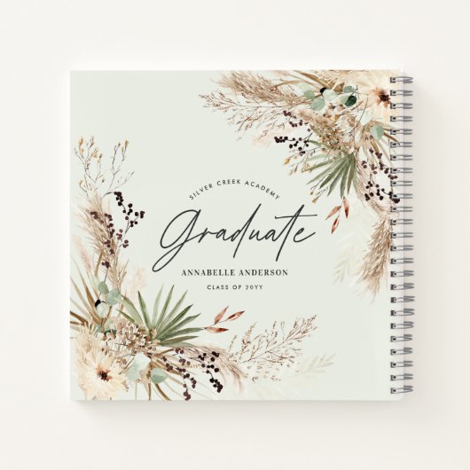 Afstuderen pampas eucalyptus elegant script notitieboek (Achterkant)