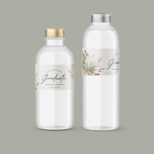 Afstuderen pampas eucalyptus elegant script waterfles etiket