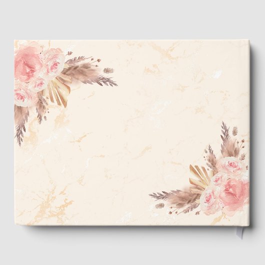 Afstuderen pampas gras roos gouden bloemen 2025 gastenboek (Achterkant)