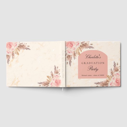 Afstuderen pampas gras roos gouden blozen blozen gastenboek (Volledig)