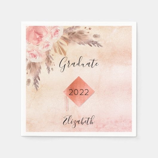 Afstuderen pampas gras roos gouden blozen blozen servet (Voorkant)