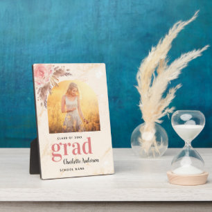 Afstuderen pampas grasfoto blush marmer fotoplaat