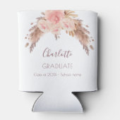 Afstuderen pampas graszoet roos floral blikjeskoeler (Achterkant)