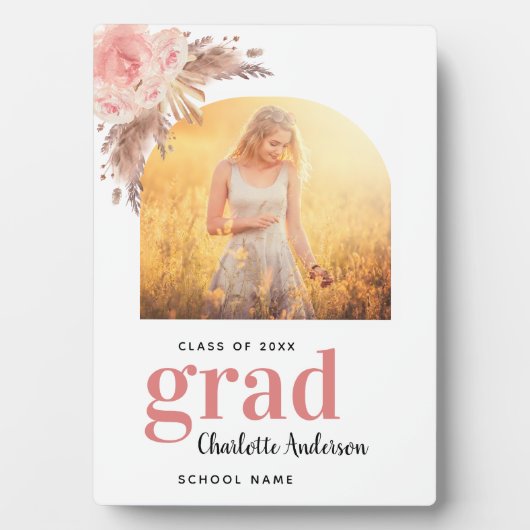 Afstuderen pampas graszoet roze foto fotoplaat (voorkant)