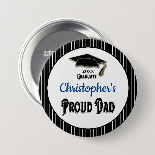 Afstuderen Papa Parent Monogram Afstudeerder Ronde Button 7,6 Cm (Voorkant /achterkant)