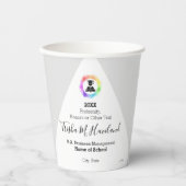 Afstuderen papier bekeert lichte grijze en witte H Papieren Bekers (Voorkant)